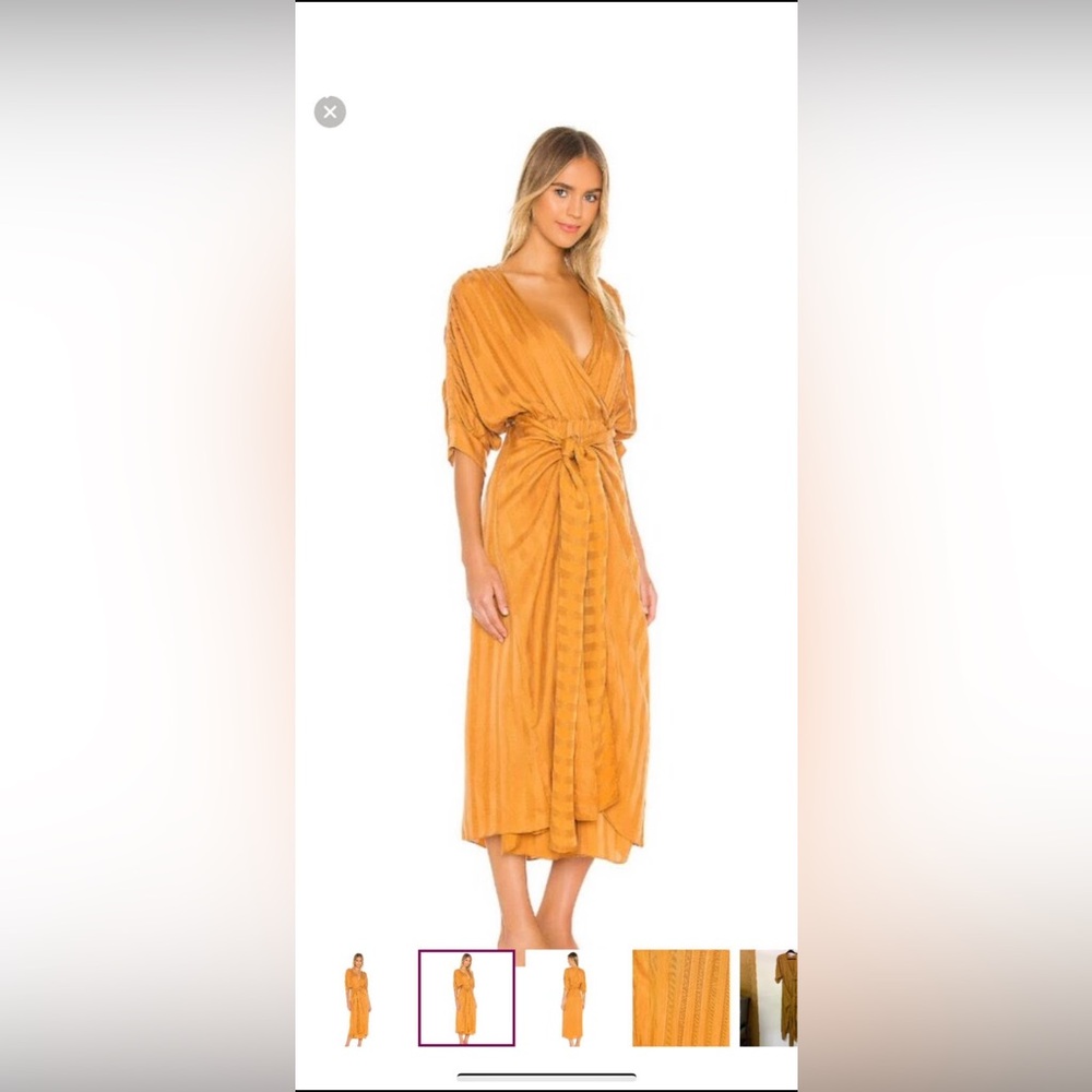 Cute Callahan wrap dress. Mustard yellow